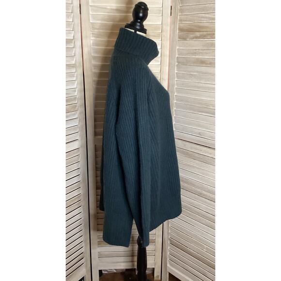 Naadam 100% Cashmere Thick Ribbed Knit Turtleneck Tunic Sweater Green 1x - Picture 4 of 9